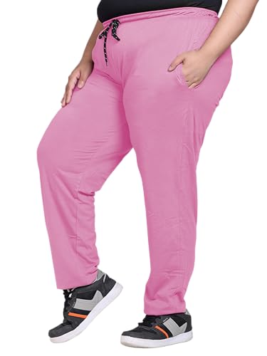 Image of Elite soul Womens Regular Fit Cotton Track Pants | Casual & Sports Trousers | Plus Size Bottoms for Lounge, Gym & Night Wear | Sizes XL, 2XL, 3XL, 4XL, 5XL