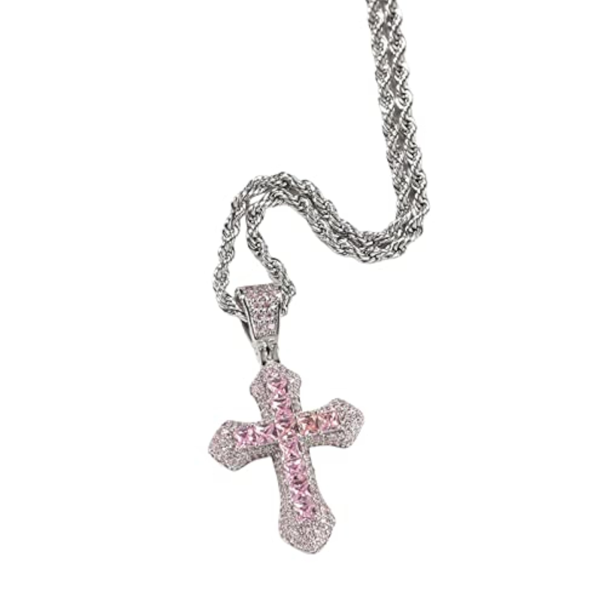 Zircon Cross Pendant Necklace for Valentine's Day