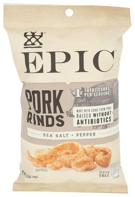 Epic Pork Rinds Sea Salt Pepper 2.5 oz (Pack of 12)