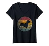Photo Gallery donna dachshund dog breed animal pet lover fur retro vintage gift maglietta con collo a v Photo Gallery donna dachshund dog breed animal pet lover fur retro vintage gift maglietta con collo a v