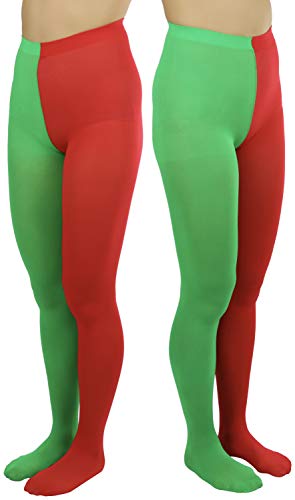 Image of ToBeInStyle Women's Two Toned Vibrant Jester Contrast Opaque Multicolored Tights