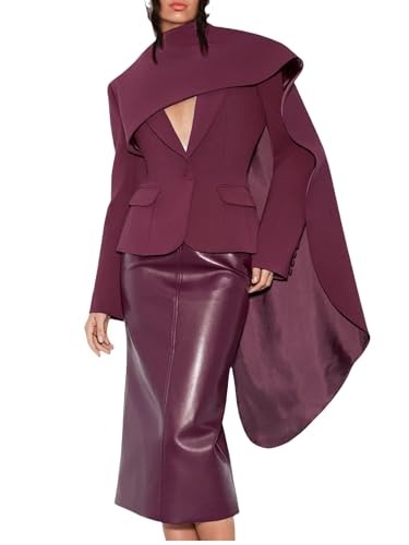 Blazer for Women Scarf Collar Long Sleeve Slimming Patchwork Button Elegant Jacket Coat Female Fashion Clothes
