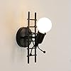 Applique Murale Interieur, Créatif Escalade Humanoïde Lampe de Mur, Applique Murale Fer Moderne Lumière murales noire e27, pour Chambre D’enfants Couloir Restaurant Escalier Cuisine