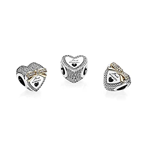 Ez Tuxedo Just Married Wedding Charms 925 Sterling Silver Bead With Cubic Zirconia For Bracelets #TOP1