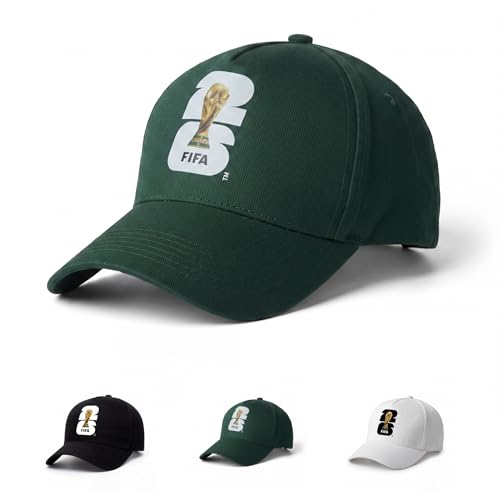 2026 FIFA World Cup Official Baseball Cap Cotton Soccer Fan Hat Adjustable Breathable Football Sports Cap for Men Women Outdoor Travel (Green)