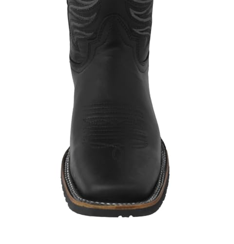Texas Legacy Mens Black Western Dress Cowboy Boots Leather Rubber Sole Square Toe4