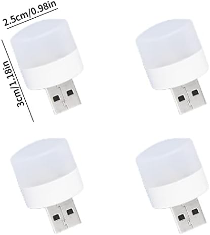 4PCS Mini USB Night Light Small Plug in LED Nursery Lamp Car Ambience Light Portable Bedside Lamp Plug in LED Night Light for Breastfeeding Dimmable Nursery Lamp(White Light)