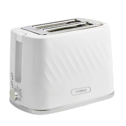 Tower Windsor 2 Slice Pop Up Toaster with Self Centring Slots, 7 Browning Levels, 800W Fast Heating, Reheat & Defrost, Auto Shut Off, Removable Crumb Tray, British Design, 2 Year Warranty
