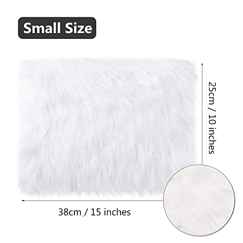 Tapete pequeño rectangular de peluche falso blanco 38x25 cm miniatura 3