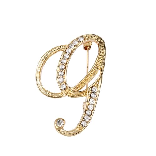 Image of Rhinestone Initial Brooch Pin for Women, Alphabet Gold Letter Brooch A-Z with Crystal, Metal Pin for Hat Bag Dress Suit Accessory for Men
