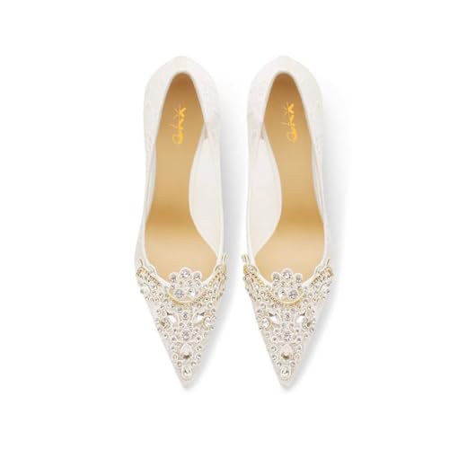 XYD Women's Sense of Luxury Pointed Toe Jewelry Pearl Studs Slip On Embroidery Low Heel Flats Comfortable Wedding Elegant Dress Shoes3