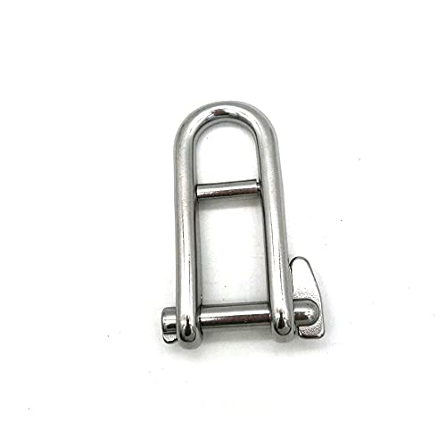 JY-Marine Stainless Steel Key Pin Shackle with Self-Locking Pin Heavy Duty Halyard Flat D Boat Shackle with Bar,Safty Pin (5/16