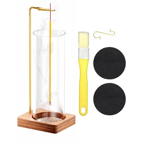 Incense Holder, Wooden Incense Holder for Sticks with Detachable Glass Ash Catcher, Anti-Ash Flying No Mess Incense Burner for Yoga Spa Meditation Zen Room Home Decor (Oak 1 Pcs)