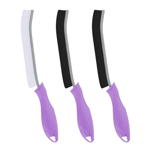 Image of TQRR Hard Bristle Crevice Cleaning Brush-Thin Gap Scrub Brush, Small Cleaning Brush, Grout Brush, Kitchen Brush, Cleaning Tools for Toilet, Bathroom, Sink, Home, Household, Window (3, Purple)