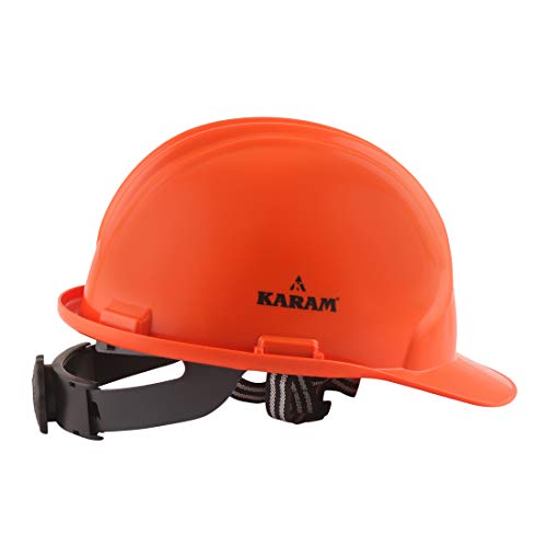 Image of KARAM PN581 Safety Industrial Helmet for Men | Light Weight with Ratchet Type Adjustment | Comfortable Fit & Durable Hard Hat | EN Certified | Orange