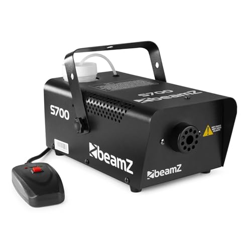 BeamZ S700 Máquina de humo con control remoto, Máquina de humo de 700 vatios, Máquina de humo para Halloween, Bodas, Fiestas en casa, Niebla de fiesta para efectos de luz, color Negro