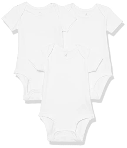 Image of Amazon Essentials Unisex Babies' Cotton Stretch Jersey Short Sleeve Bodysuit (Previously Amazon Aware), Pack of 3