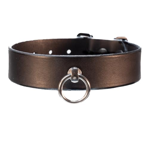 SiaLinda: Halsband Buddy schwarz 30mm Rindersoftleder, 2 Längen, pur oder mit O-Ring Lange Länge (+8€) / Großer Ring Edelstahl (+8€)