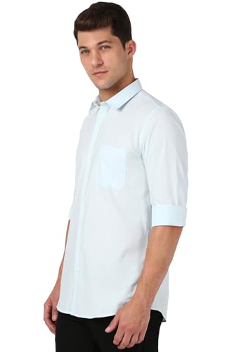 Image of Peter England Men Cotton Slim Fit Stripe Shirt