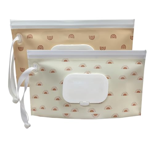 Baby Wipe Holder,Wipe Dispenser,2-Pack Portable Refillable Wipe Container,Reusable Travel Baby Wipes Case, Waterproof and Dustproof, Wipe Holder for Diaper (Bohemian Style) image 2
