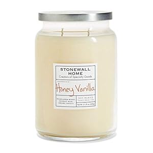 Stonewall Home Honey Vanilla Large Glass Apothecary Jar, Scented Candle, 21.25 oz., Ivory