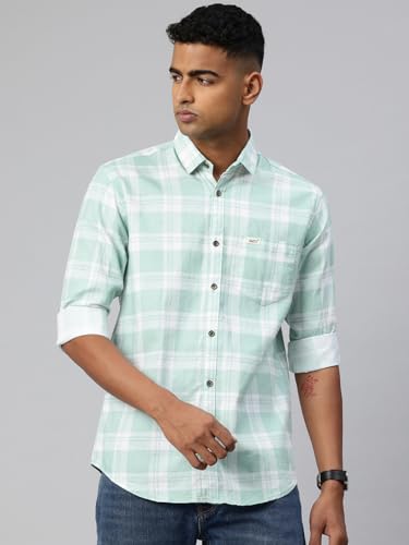 Image of Majestic Man Comfort Slim Fit Pure Cotton Checked Casual Shirt