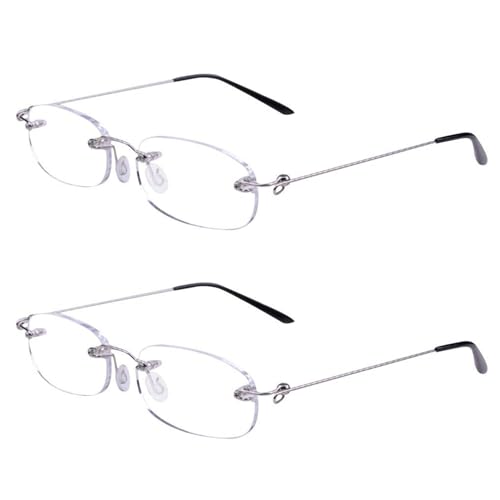 Viseng Occhiali da Lettura senza cornice Metalli ultra leggeri lettore senza montatura per Donna e Uomo Occhiali Moda squisita 3.5