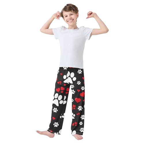 Boys' Pants Dog Paw Love Heart Long Bottoms Jogger Pants Elastic Waist Trousers with Pockets S-XL2