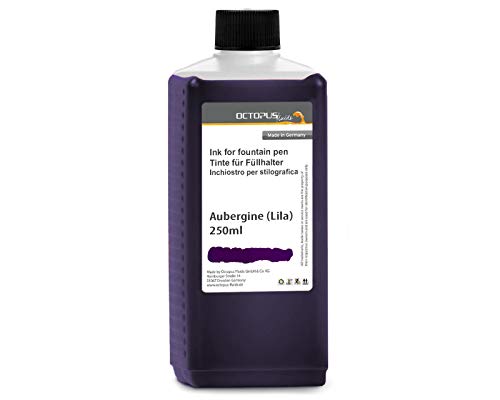 Tinta para pluma en un práctico bote de recambio, tinta para escribir en pluma, tinta para pluma, tinta para caligrafía en berenjena 250ml Cover