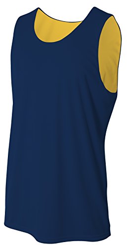 Chasuble de basket réversible A4 bleu marine et or taille S