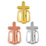 AHTCPO 18k Juego de Grillz Dentales Cruz Genéricos para Hombres y Mujeres 3 Piezas Bañados en Oro Plata Rosa Joyería Dientes Hip Hop para Fiestas(Set B)