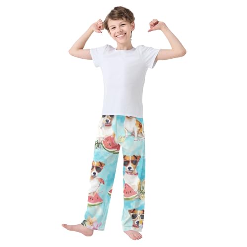 Watermelon Jack Russell Dog Boys Long Pants Soft Trousers Elastic Waist Kids Lounge Bottoms with Pockets S-XL3