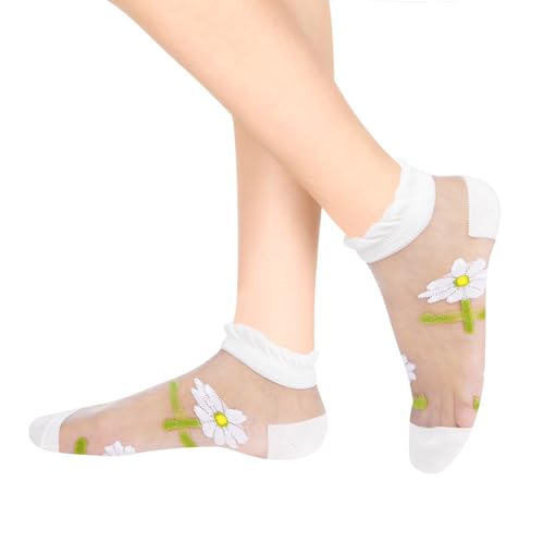 Image of Benefeet Sox Sheer Socks for Women Girls Mesh Ankle Socks Transparent Mesh Lace Sock Cute Thin Nylon See Through Sock