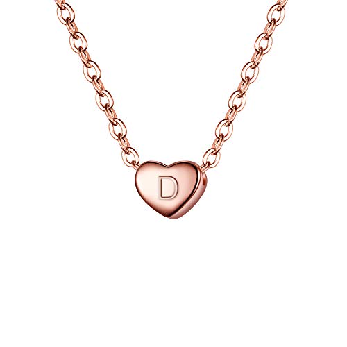 BriLove 925 Sterling Silver Tiny Initial Heart Necklace for Women Pendant Choker Necklace