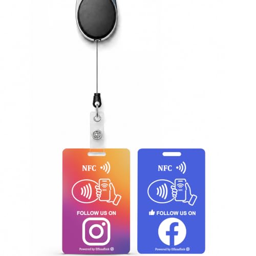 Wearable Social Media Card for Instagram&Facebook, Retractable Badge Reel