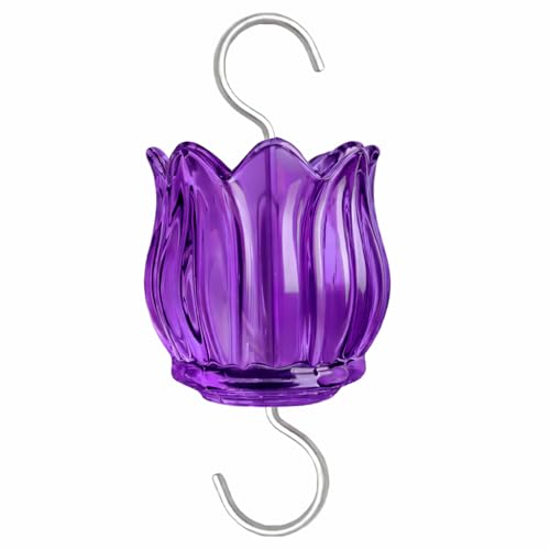Glass Ant Moat for Hummingbird Feeder, 3 oz, Purple Tulip