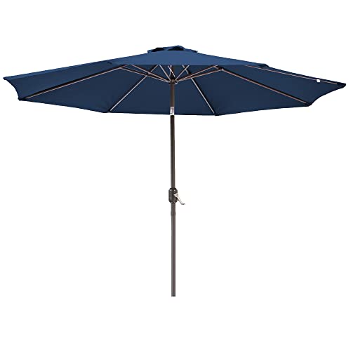 Green Bay 2.5M 2.7M 3M Round Aluminium Garden Parasol Sun Shade Patio Outdoor Umbrella Canopy Crank Tilt Mechanism (2.7M, Blue)