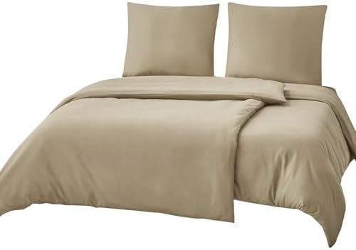 RUIKASI Bettwäsche 135x200 Khaki 4teilig - Polyester Mikrofaser Bettwäsche-Sets Oeko-TEX, 2 Bettbezüge 135x200cm + 2 Kissenbezüge 80x80cm mit Reißverschluss, Weich und Bügelfrei