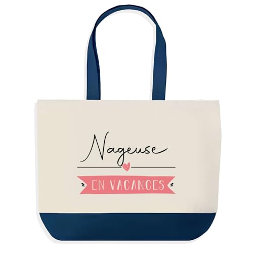 Sac de shopping bleu grand cabas de course pour femme motif nageuse