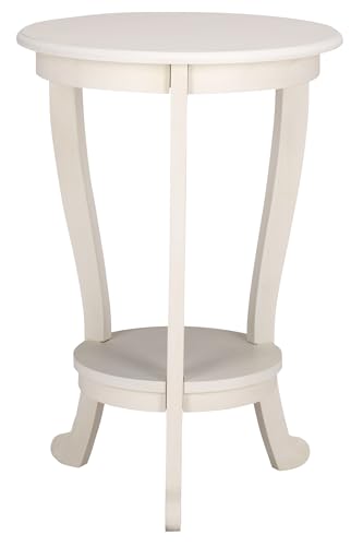 SAFAVIEH Furniture - Mary Pedestal Table - Ivory - Solid Wood - Farmhouse Pedestal Design - Ideal for Living Room, Entryway, Home Office, 18.1" W x 18.1" D x 26" H (AMH5711J)