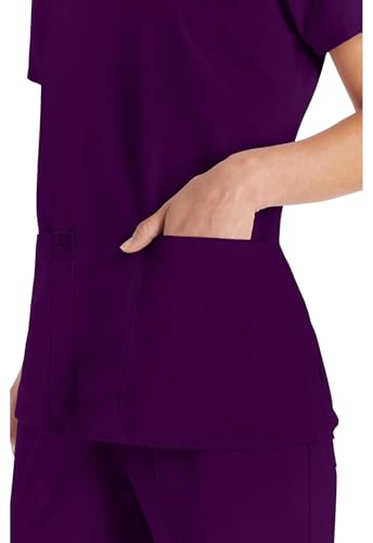 Dickies EDS Essentials Scrubs, V-Neck Womens Tops with Four-Way Stretch and Moisture Wicking DK615, M, Eggplant - image 2