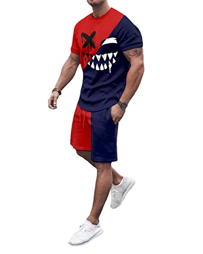 Survêtement homme avec short imprimé 3D et t-shirt été ts1162 taille 4XL