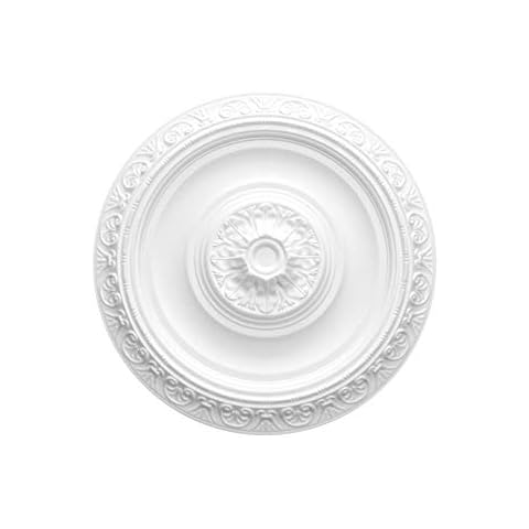 MARBET DESIGN Stuckrosette R-21, Ø 60cm - Deckenrosette weiß, aus EPS Styropor, Zierelement, Stuck, Wanddeko Wohnzimmer Lampe Polystyrol rund Cover