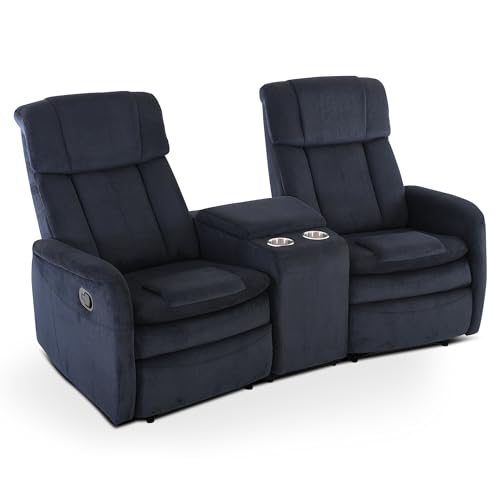 Raburg Kinosessel, 2er-Fernsehsessel mit Relaxfunktion & Liegefunktion, mechanisch, für 2 Personen, Taschenfederkern-Polsterung, Belastbarkeit je Sitzplatz 150 kg, Maxx, Cord-Mikrofaser|Nachtblau