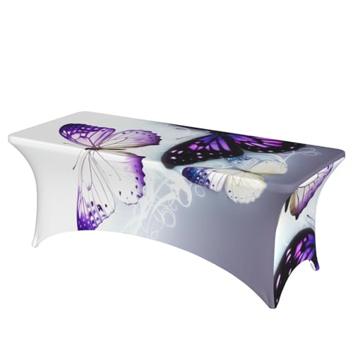 Nappe de table extensible élasthanne motif papillons violets - 2