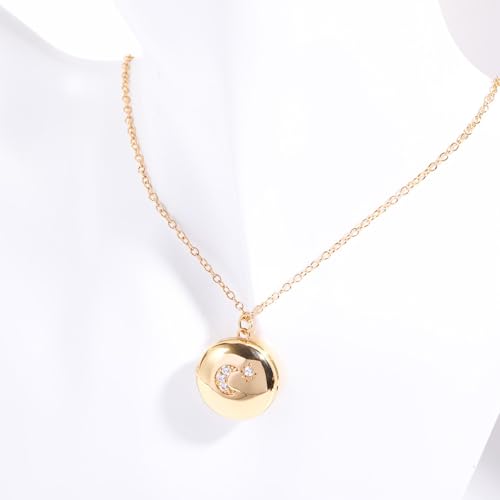 Gold Star Moon Butterfly Oval Locket Necklace that Holds Picture for Women Vintage 18K Gold Plated Photo Locket Pendant Memorial Necklace Personalized Jewelry Birthday Gifts 6