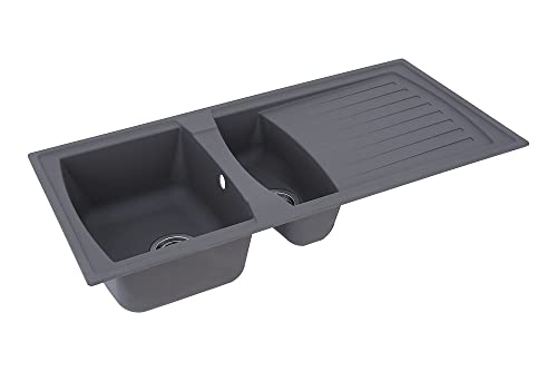 Respekta Évier de cuisine en minéralite 100 cm gris béton BOSTON100X50G