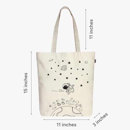 Eco Right Aesthetic Canvas Tote Bag for Women, Cute, Trendy & Reusable Cotton Bags for School, Shopping, Gym, Library and Beach, Perfect for Groceries, Gifts for Teachers