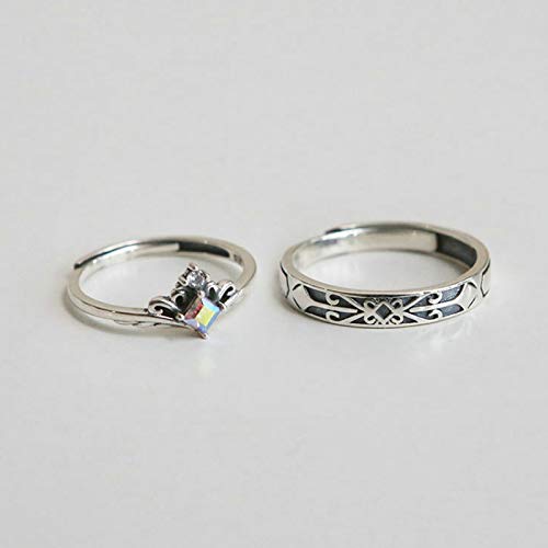 Alliance couple princesse et chevalier en argent bague réglable - 4