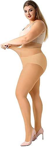 MANZI 4 Pairs Plus Size Pantyhose for Women 20 Denier Sheer Stocking3